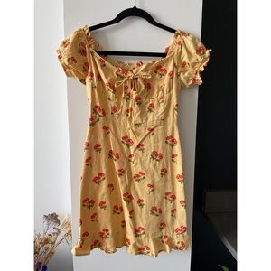 UO Cherry Mini Dress - Yellow